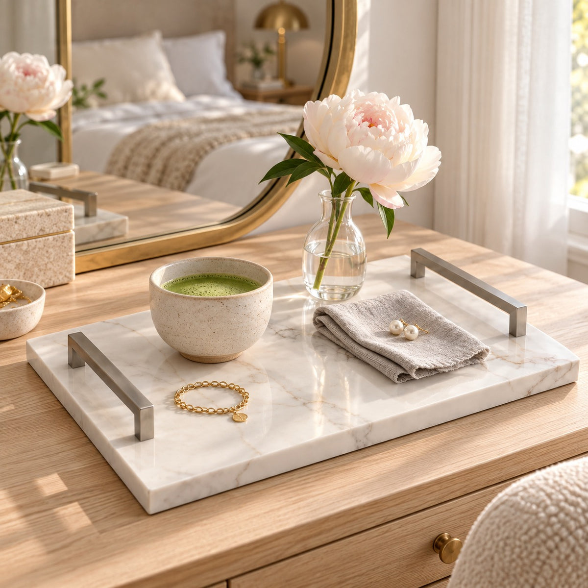 Calacata Gold Marble Serving Tray, 18x12 in