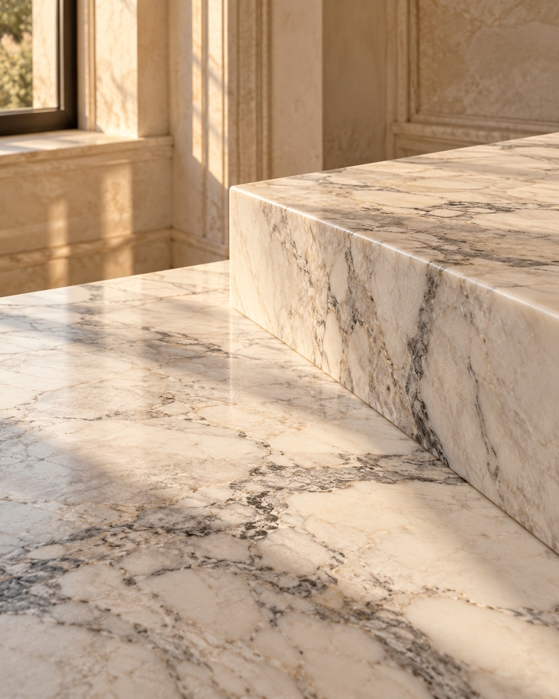 Pale marble with flowing natural grey veining.