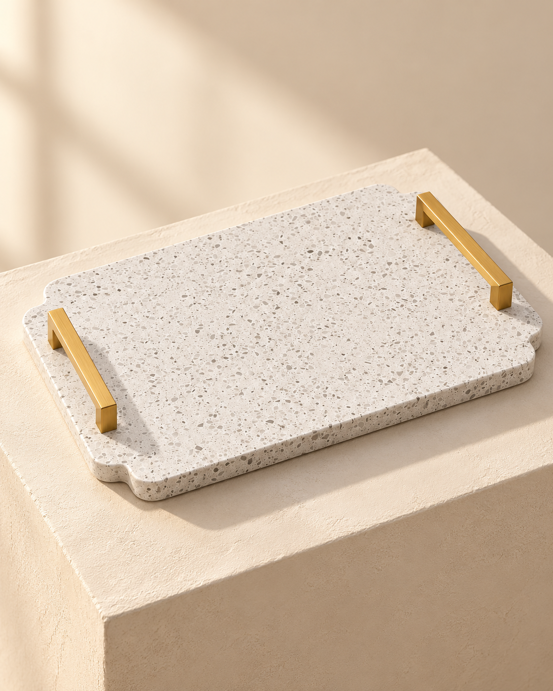 White & Gold decorative stone tray